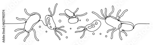 bacteria microorganism background one continuous line drawing