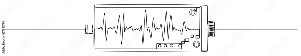 Foto lie detector polygraph machine one continuous line drawing