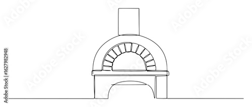 classic outdoor brick pizza oven with a stone arch a traditional wood fired baking line art vector