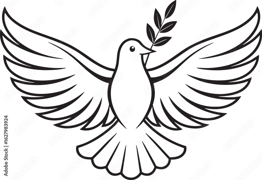 Obraz premium Dove of Peace with Olive Branch bird wings