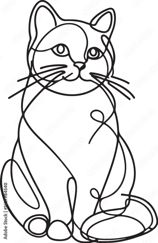 Obraz premium Cat line art drawing style.