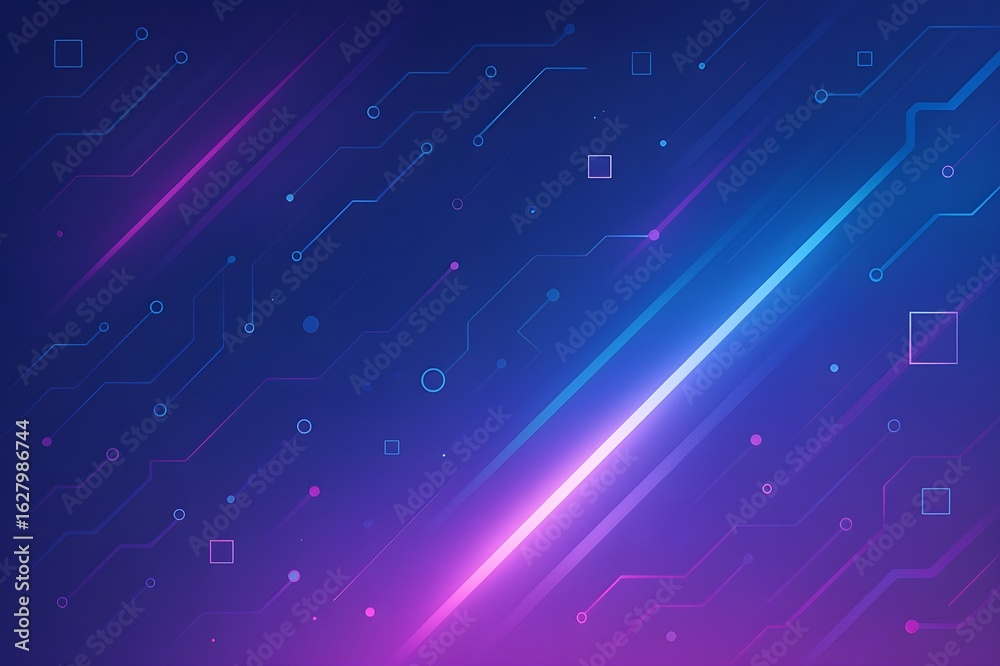 Fototapeta premium Cyber Circuit Futuristic Gradient Background with Pink and Blue Tech Elements