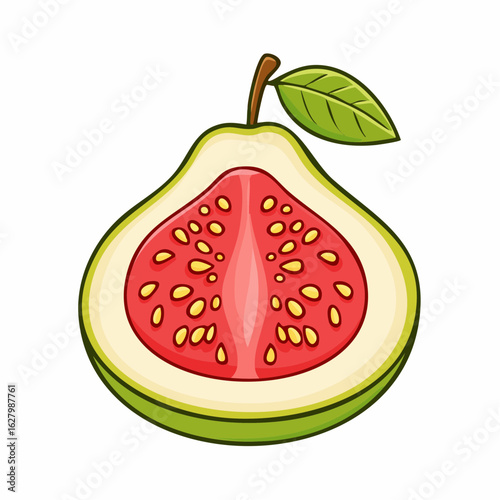 Vibrant illustration of a sliced guava showcasing its inviting color and texture