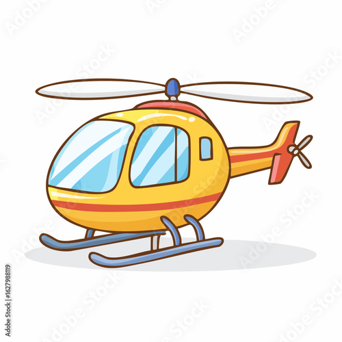 Cartoon helicopter illustration with yellow and red color scheme for kids design