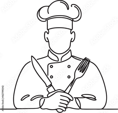chef with cutlery silhouette vector