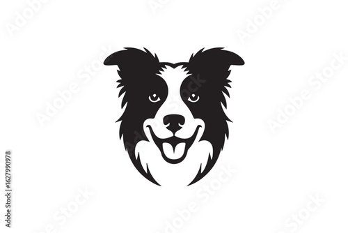 border collie dog face vector illustration minimal line art design for t shirt logos posters and branding stationery use