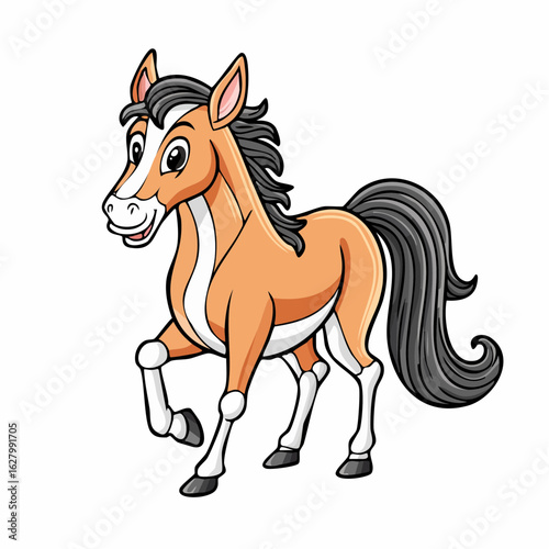 Cartoon Horse Character Illustration: A Whimsical Depiction of Equine Charm and Grace