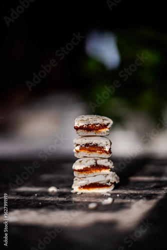 Colorful French macaron sweet treat