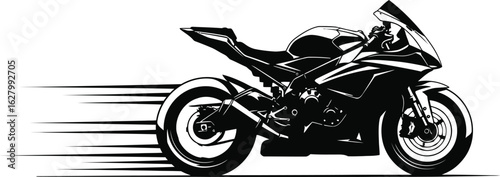 Sport motorcycle motion blur isolated on white