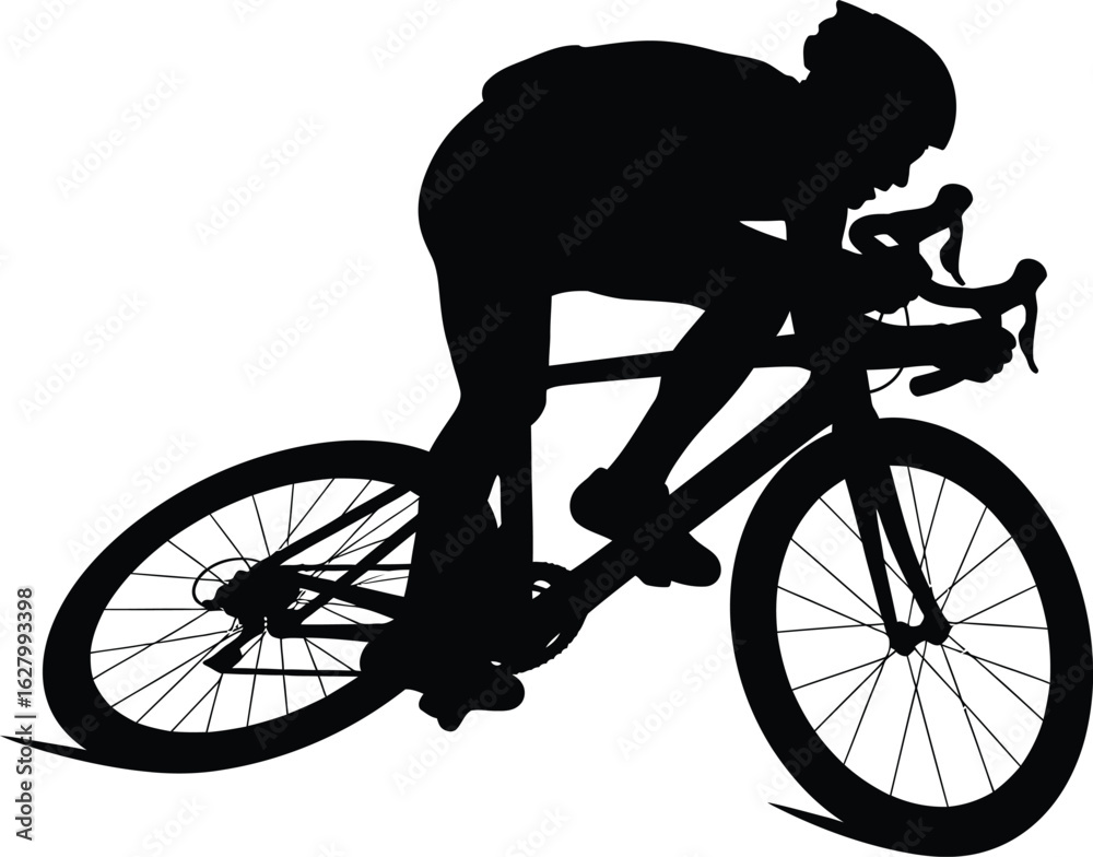 Fototapeta premium Cyclist riding a bicycle isolated on white background