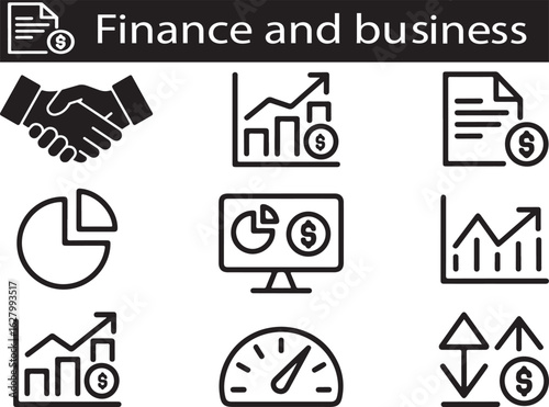 Finance and Business Line Icon Set – Budget, Investment, Growth Outline Vector Collection (Editable Stroke)

