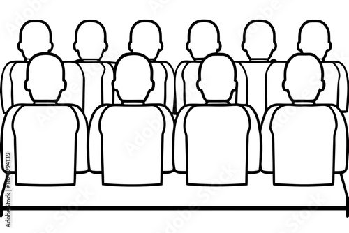  Seated Audience with Eleven People Coloring Page - Printable Public Gathering