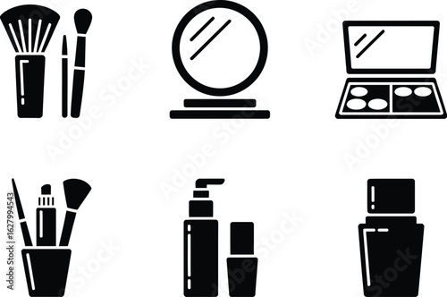 Beauty products icons set