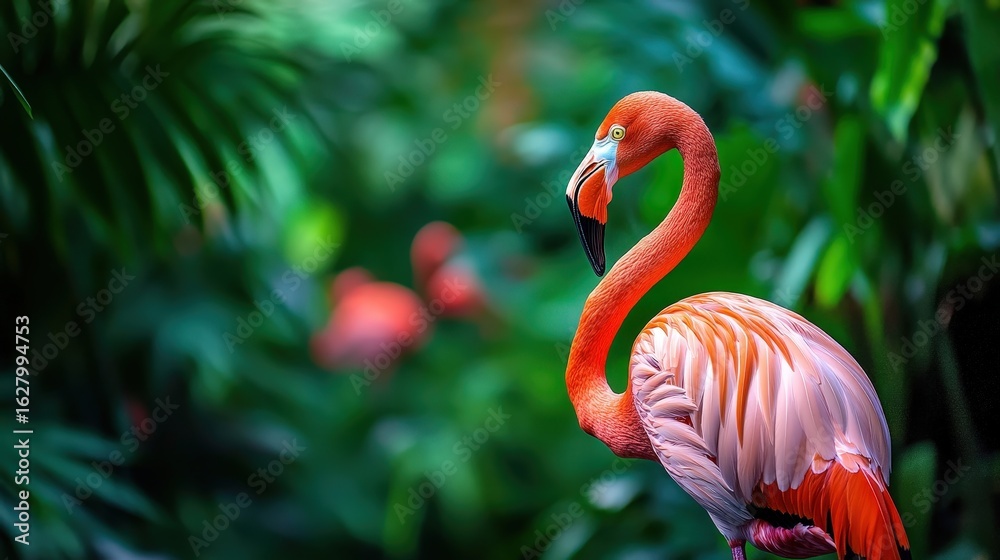 Obraz premium Vibrant pink flamingo in tropical natural habitat