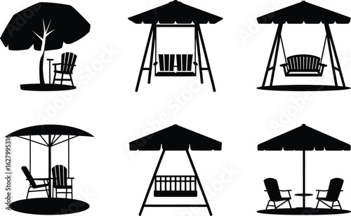 Silhouettes of swings