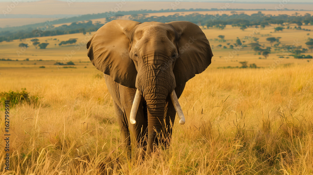 Obraz premium African Elephant, Masai Mara National Park, Kenya. Wildlife scene in nature habitat