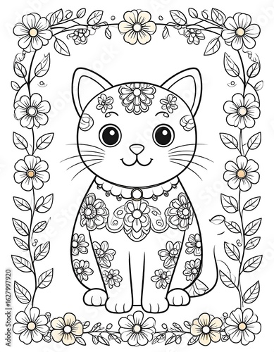 Cute cat coloring page (2)