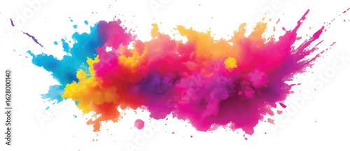 Color Splash Explosion – Bright Holi Paint and Powder Burst Isolated on White Background for Festival Art

