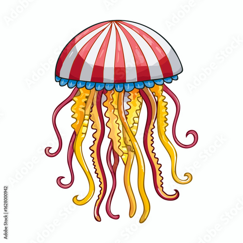 Cartoon jellyfish illustration featuring vibrant colors and whimsical design elements perfect for kids