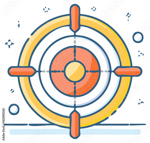 Stylized archery target with crosshairs and colorful rings