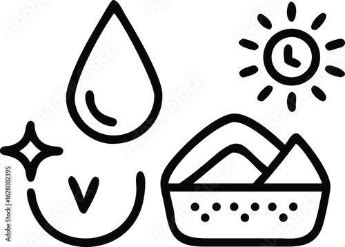 Skin care icons drop of lotion and U V protection symbol UV protection sun protection