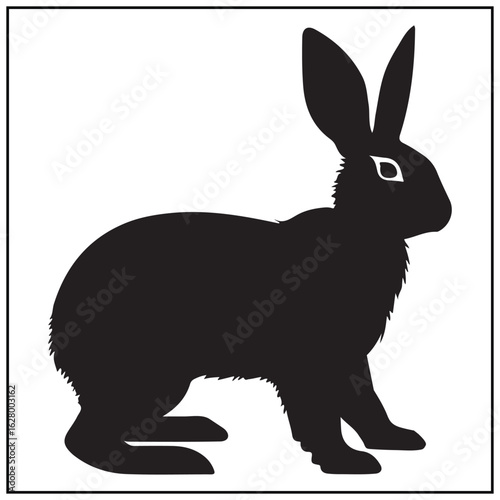 Vector art of black rabbit silhouette isolated on white background