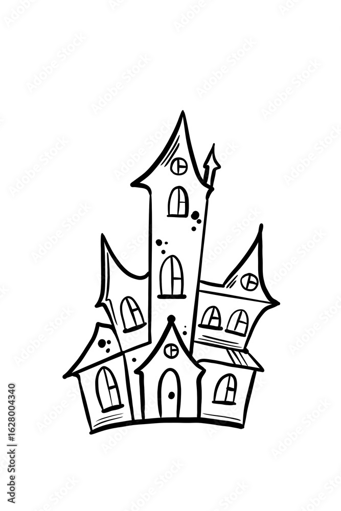 Fototapeta premium Spooky Haunted House Illustration for Halloween