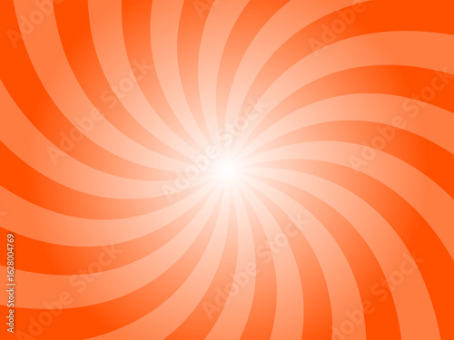 Aerospace orange sunburst background. Vivid red radial retro glowing rays banner. Abstract retro whirlwind starburst vector abstract background. Twisted radial illustration.