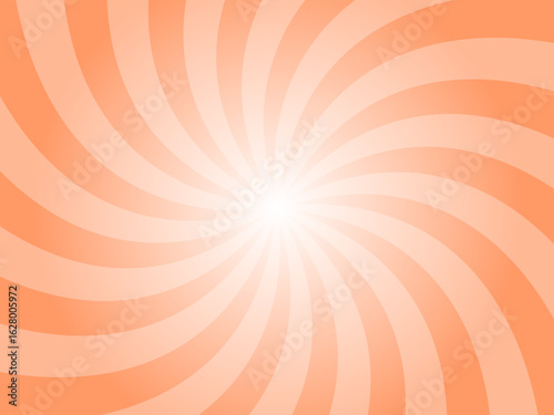 Atomic orange sunburst background. Yellow radial retro glowing rays banner. Abstract retro whirlwind starburst vector abstract background. Twisted radial illustration.