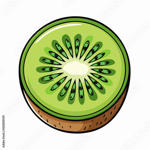 Isolated kiwi fruit slice illustration with detailed design and vibrant colors