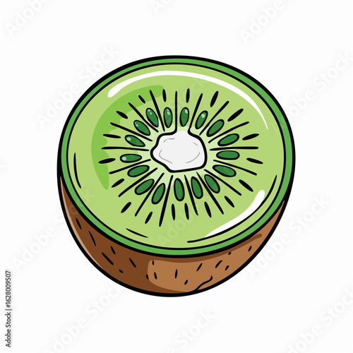 Captivating kiwi slice showcasing vibrant colors and intricate seed detail in digital art