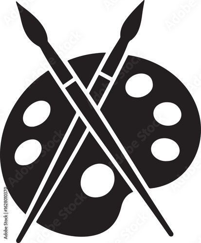 Painter palette and paint brushes icon symbol vector illustration
