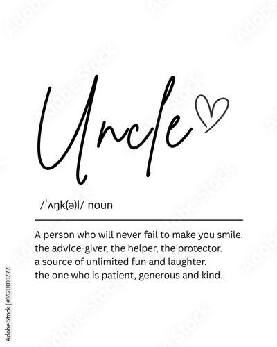 Obraz na płótnie Uncle Definition Wall Art – Printable Gift for Uncle, Digital Download, Birthday