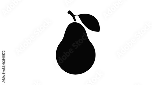 Pear Silhouette with Leaf fruit icon