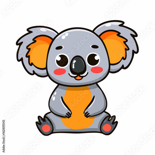 Adorable Cartoon Koala Sitting Down, Smiling, and Looking Straight Ahead Gracefully