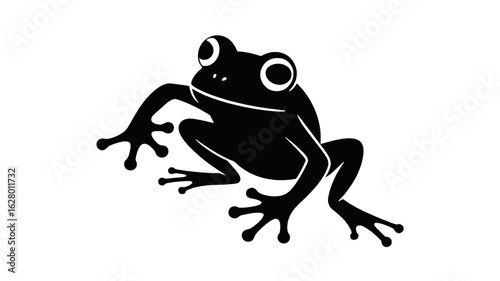 Silhouette of a Frog with bulging eyes amphibian animal