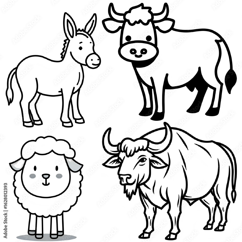 Fototapeta premium farm animals collection vector