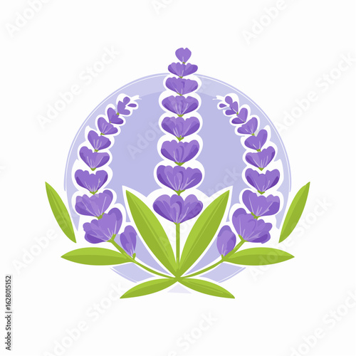 Elegant Lavender Floral Arrangement: A Vector Illustration with Purple and Green Hues