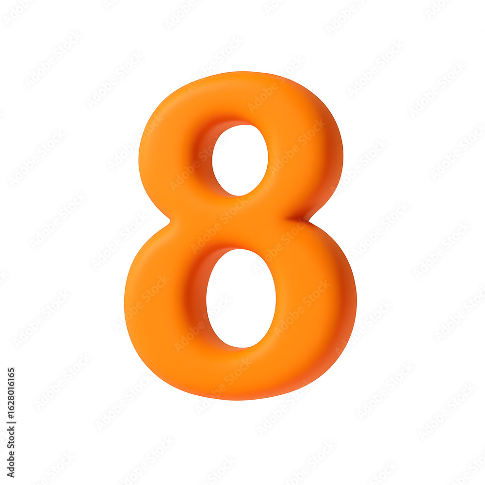 3D Orange Number 8 Isolated on White Background 3D Orange Number 8 Isolated on White Background