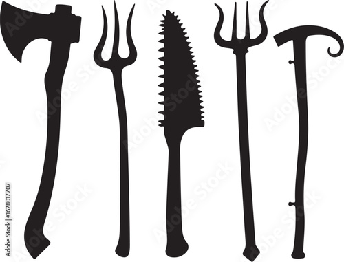 Iconic tools silhouette collection for creative design projects