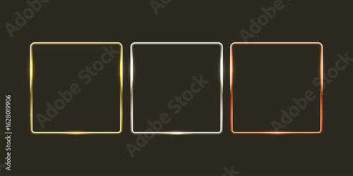 Frame golden, silver and bronze set color. Vector illustration