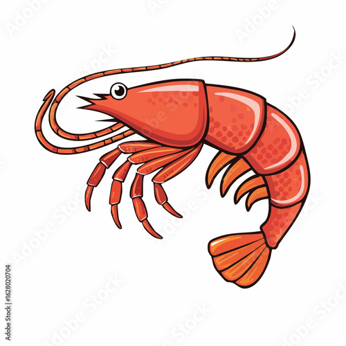 Vibrant Shrimp Illustration: A Detailed Depiction of Seafood Delicacy with Artistic Flair