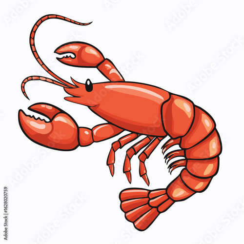 Vibrant depiction of a crustacean marine animal: A digitally rendered image of a lobster