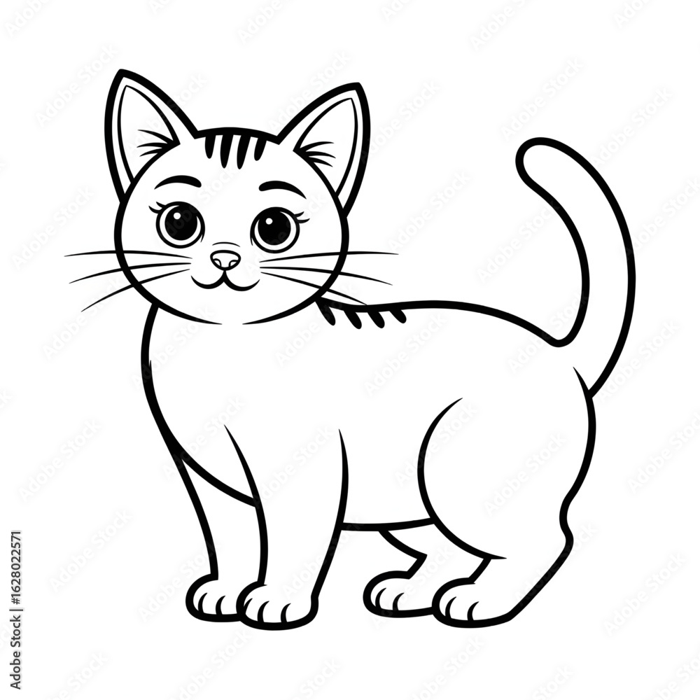 Obraz premium cat illustration vector style coloring page