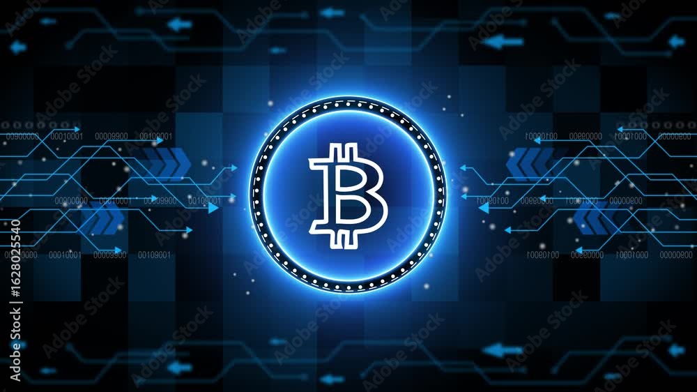 bit coin stable coin currency business and digital money hologram symbol appears on a digital background. digital money logo with rotation HUD UI circle technology interface and futuristic elements.