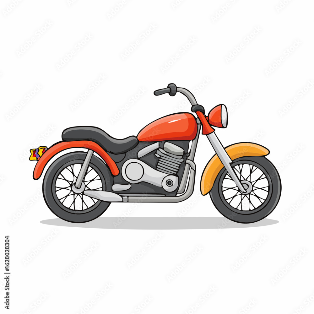Obraz premium Vibrant Vintage Motorcycle Illustration with Orange Body and Classic Design Elements