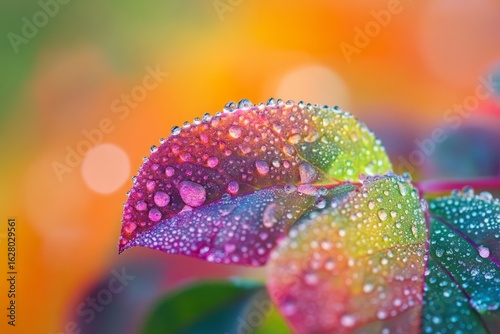 multicolor leaf with water or rain drop