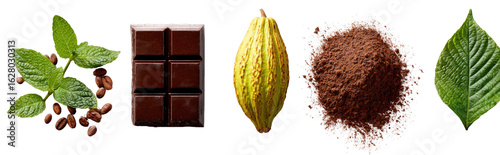 Chocolate ingredients displayed
