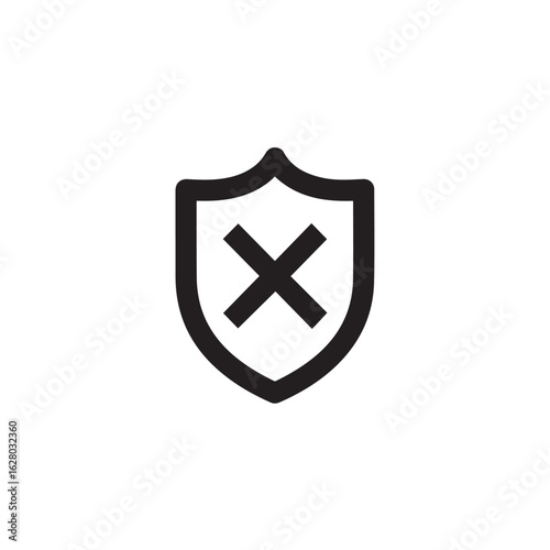 Vector art of shield with a cross symbol isolated on white background