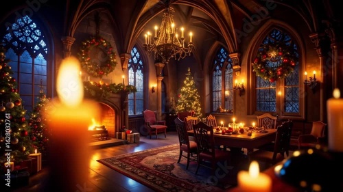 Christmas gothic room with candlelight